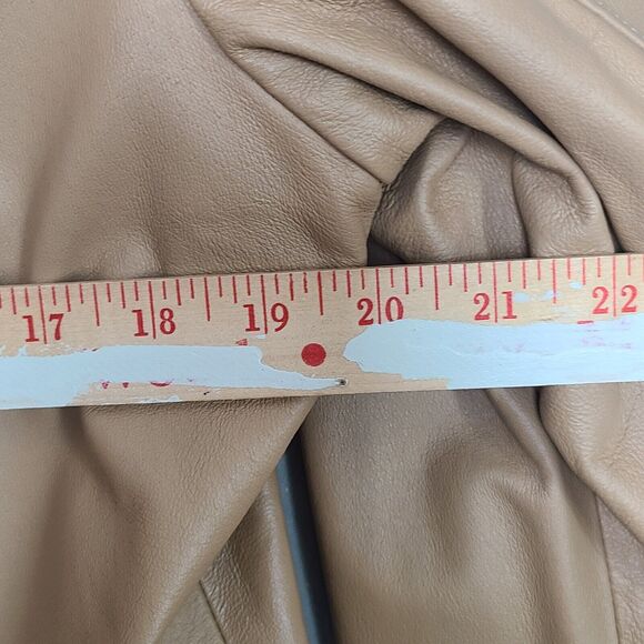 Pamela McCoy Collection Women's 100% Leather Tan Moto Biker Jacket Size L - Picture 10 of 11